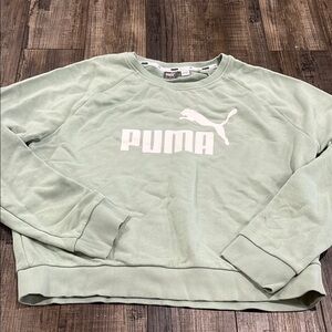 Puma Green Crewneck Sweater Athletic Casual